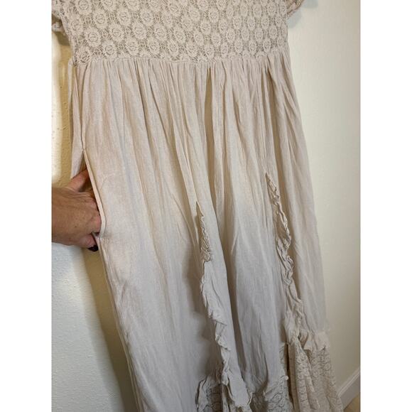 Free People Bring The Romance Midi Dress Khaki Beige Oversized XS - Picture 7 of 15